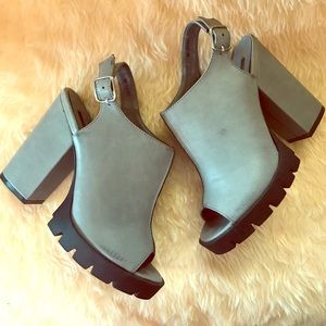 Gray and Black Chunky Lug Sole Heels Forever 21